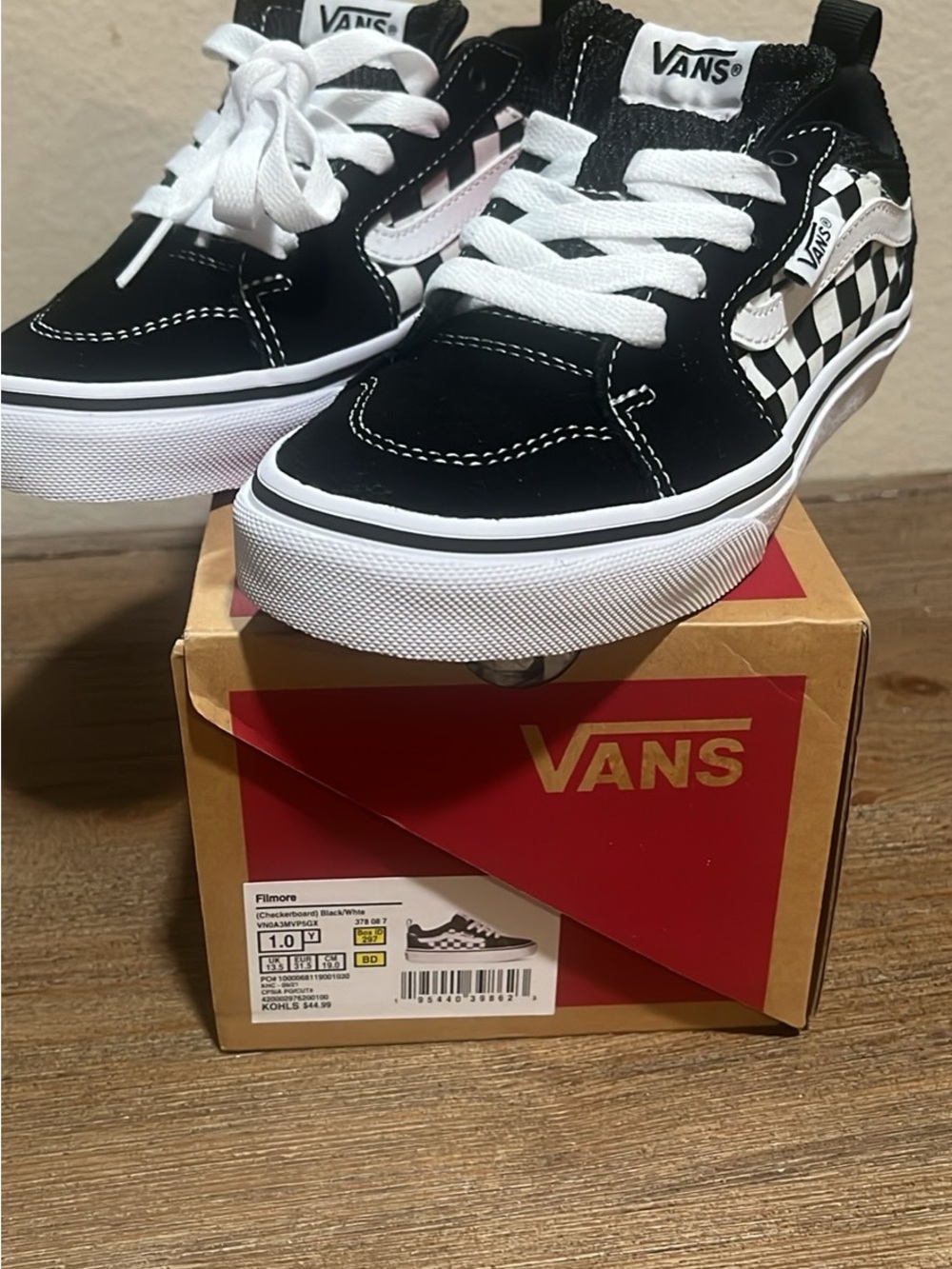 Vans Kids Black & White Checkerboard Low-Top Sneakers